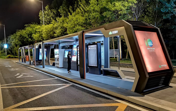 智能公交站臺(tái)智慧公交候車廳公交候車亭廠區(qū)等車公交站臺(tái)鍍鋅公交站亭